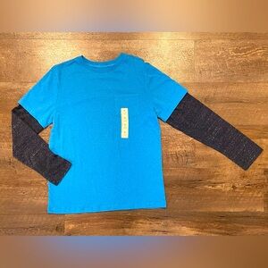 Cat & Jack Boys Vibrant Blue Long Sleeve Tee with Dark Sleeves Size XL (16) NWT